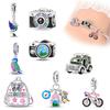 Interesting Copper Plated Camera Parrot Autumn Outing Dangle Charm Series Fit Original Bracelet Niche Jewelry For Friend