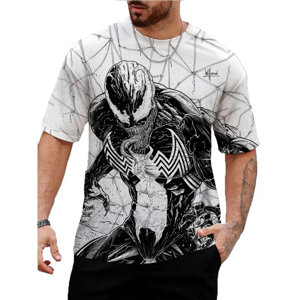Marvel Venom Graphic T-Shirt Men Summer Cartoon Tops Male Casual Stylish Short Sleeve Clothing Fashion Trend Streetwear