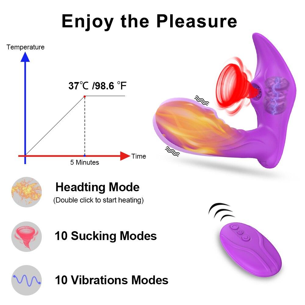 Sucking Vibrator for Women Wearable G Spot Clit Sucker Clitoris Stimulator Dildo Sex Toys Shop for Adults Couples Wreless Remote
