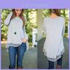 Long Sleeve T Shirt For Women With Lace Splicing In Polyester Fabric For Casual Streetwear