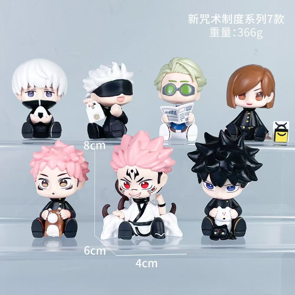 7Pcs Anime Jujutsu Kaisen Series Satoru Gojo Fushiguro Megumi Nanami Kento Figure Model Statue Desk Car Ornament Boy Toy Gift