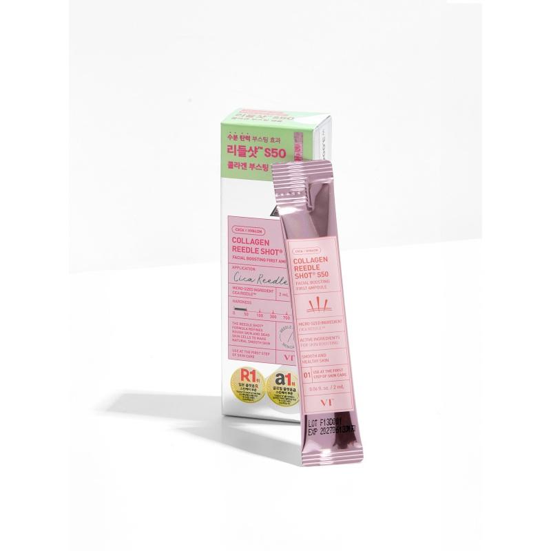 VT Reedle Shot Facial Boosting First Ampoule Stick: Collagen S50/ Pro Cica S50/ 100/ 300/500, Moisturizing, Korean Cosmetics, Kbeauty, Sample