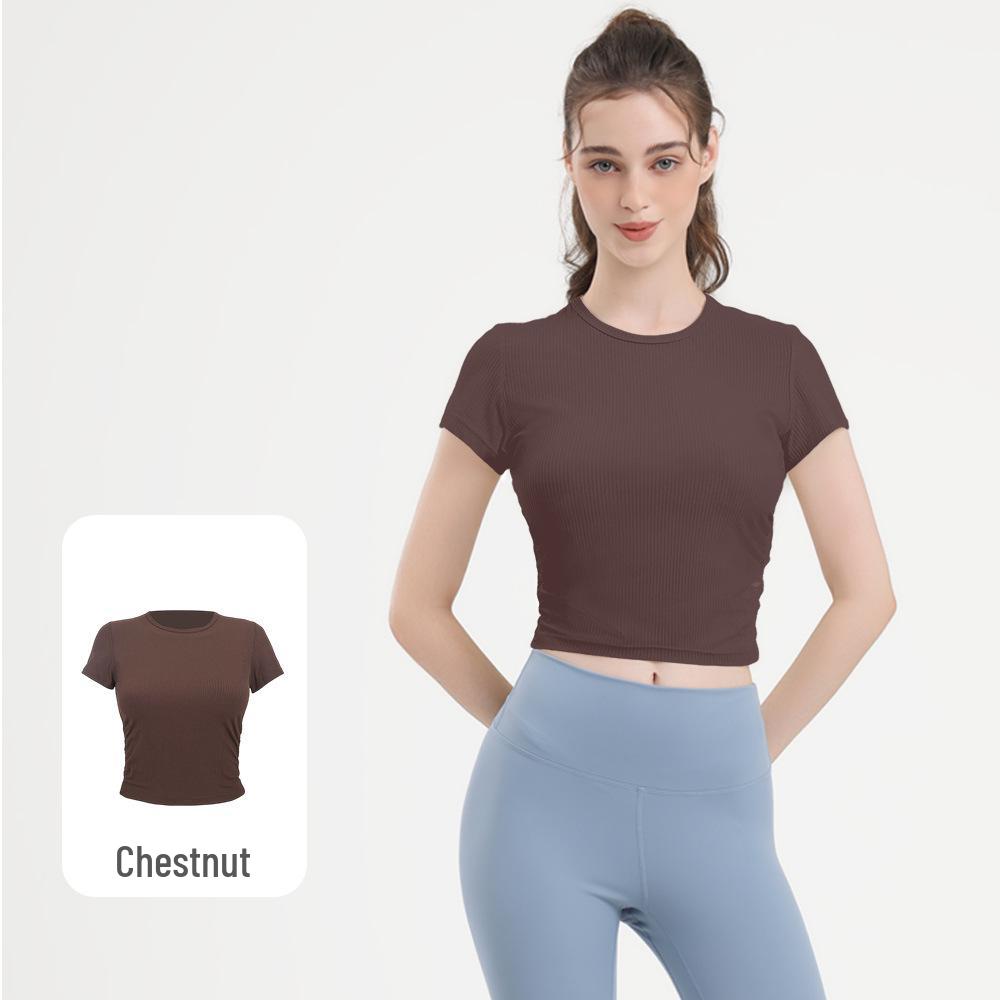 Women's Short Sleeve Slimming Yoga T-shirt - High Elasticity, Breathable, Quick-Dry Fitness Wear