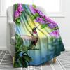 Couverture Flanelle Imprimée Rétro Fleur de Pêcher Rose Oiseau Bleu Couverture Douce pour Lit Salon Canapé Canapé Taille King Queen Chaude