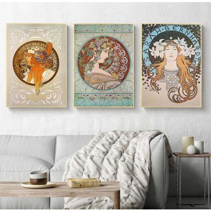 Vintage Alphonse Mucha Klassiek Kunstwerk Art Nouveau Kunst Poster en Prints Canvas Schilderij Wandkunst Afbeeldingen voor Huis Kamer Decoratie