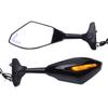2 X LED Turn Lights Side Mirrors with LED Turn Signal Indicator 10mm Motorcycle Rearview Mirror For Honda Suzuki