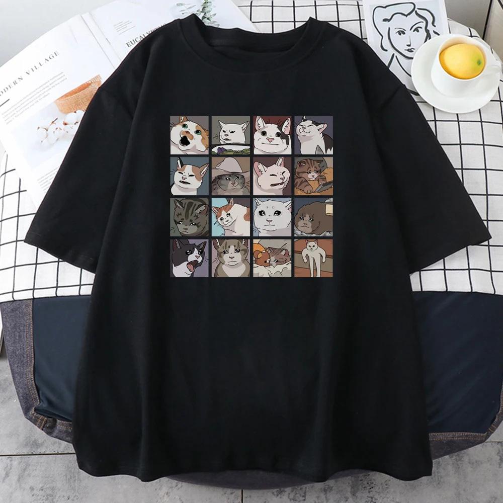 European and American Cat Puzzle Creative Printing Men's and Women's T-shirts Beach Breathable Funny Large Size Casual Short-sleeved Tops