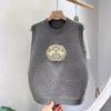 Embroidered Round Neck Knitted Vest for Women's Inner Wear, Spring 2024 New Sweater Vest for External Wear