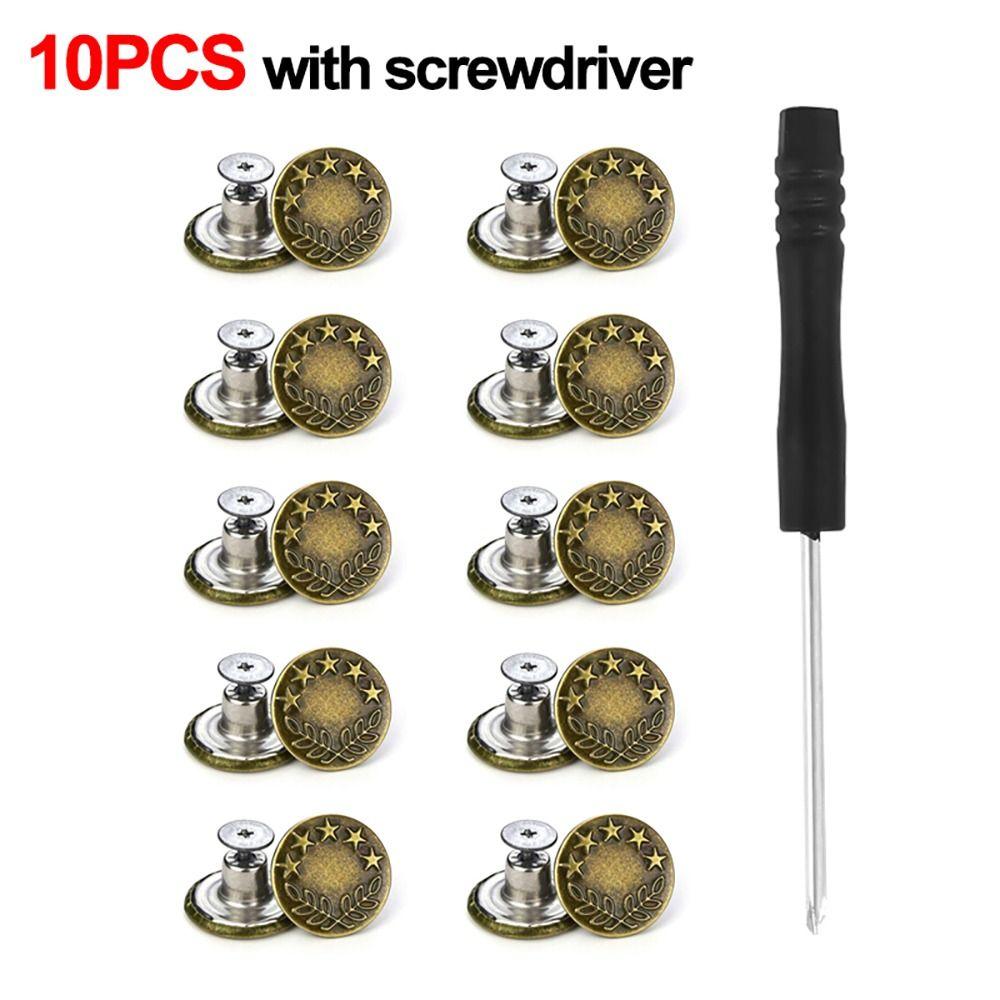 10Pcs/pack 17mm Nail Free Adjustable Waist Extenders Buttons Jeans Waist Buttons Detachable Clothing Pants Waist Buckle