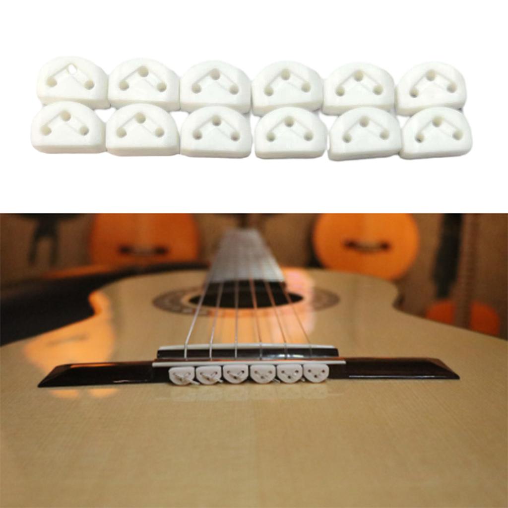 12Pcs Plastic Guitar String Ties Bridge Beads 3 Hole Guitar String Bridge Beads String Fasteners for Classical Guitars