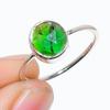 Natural Rose Cut Green Tourmaline Gemstone 925 Sterling Silver Ring Size 7 US