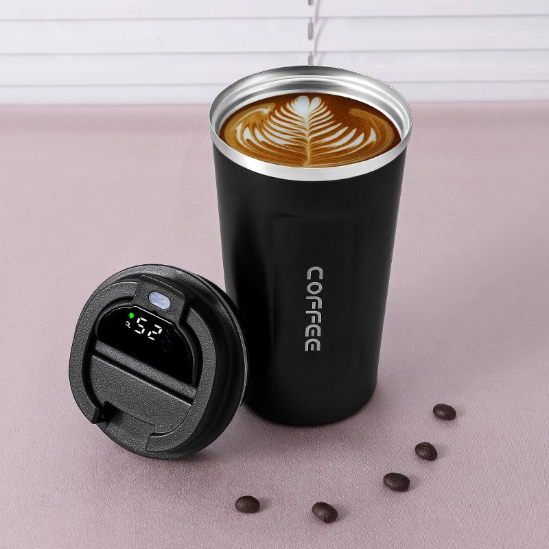Pahar termos de cafea inteligent cu afișare inteligentă a temperaturii, cană portabilă de cafea cu vid pentru călătorie, ceașcă de apă pentru mașină de 510 ml