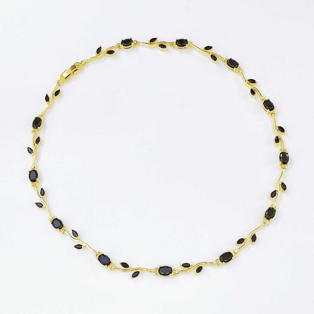 Multicolour Zircon Necklace Light Luxury Crystal Leaf Necklace Elegant Vine Necklace  Women Girls