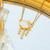 Dreamy Shell Cloud Zircon Tassel Necklaces for Women Girls Fashion Sweet Stainless Steel Chain Collar Accessories Jewelry Gifts