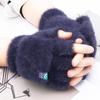 Women's Winter Warm Plush Fingerless Flip-Top Gloves - Thick, Cold-Proof, Outdoor Style