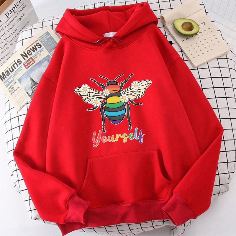 (Hochwertige Hoodies)Neue Mode Bee Yourself Pullover Langarm Sport Hoodie Frauen Baumwolle Sweatshirt Pullover Tops