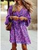 2023 Summer European & American Mid-Waist Printed Short-Sleeve Loose Midi Dress