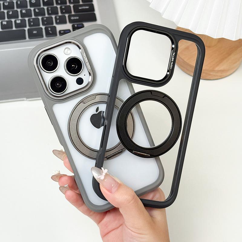 Przezroczysty prosty magnetyczny stojak leniwy dla serii Apple 13/14/15/16/17 do etui na iPhone'a