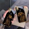 Luipaard achtergrond zwart Voor Samsung A 31 32 A33 A34 35 14 A15 13 16 25 26 50 52 53 54 55 56 70 71 72 73 Gouden glazen telefoonhoes