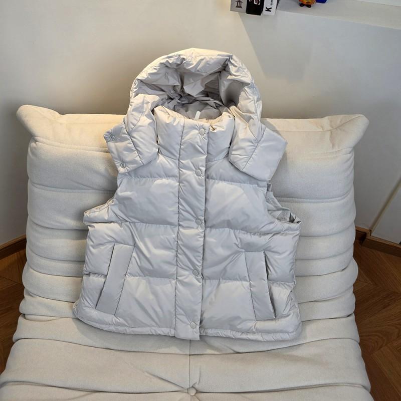 Womens Hooded Puffer Vest 90% White Duck Down Short Warm Winter Sleeveless Jacket