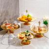 Dessert Table Decoration Snack Display Stand with Cover Cake Stand Dessert Plate Fruit Plate Single Layer Fruit Plate Living Room Household Use