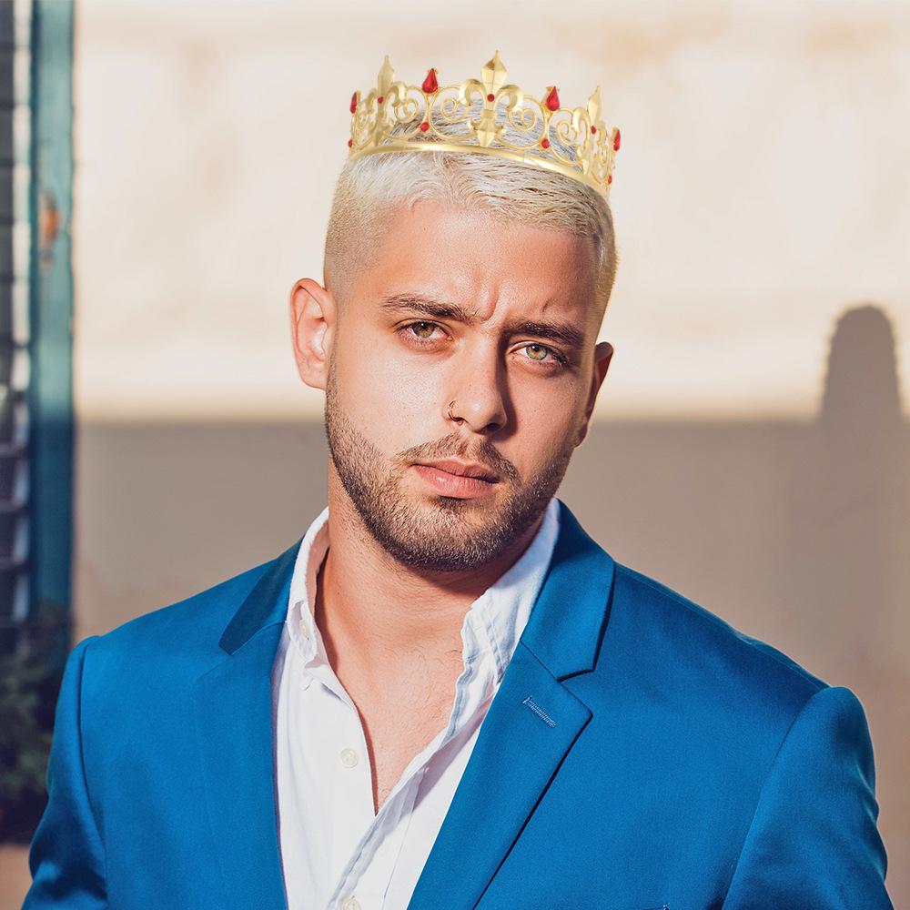 European and American Fashion Alloy Crystal Crown Men, Birthday Party Ball Men's Crown, Headgear Crown Accessories