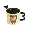 Kreative und interessante Nezha-Tasse mit Deckel und Löffel, hochwertige Haushaltsbecher, niedliche Keramiktassen, Wasserbecher, Geschenkbox-Set