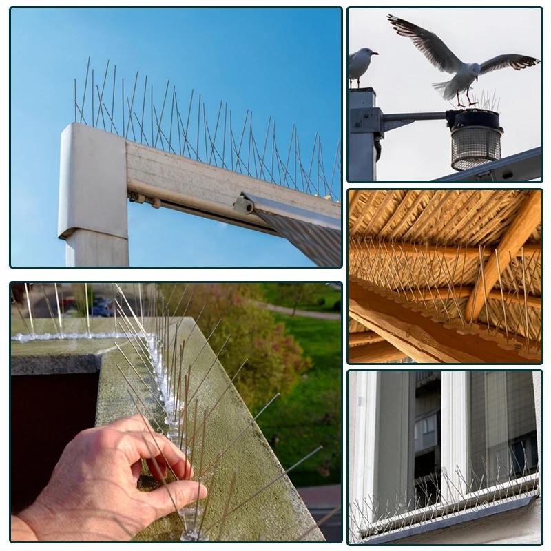 25cm Anti Pigeon Spikes Deterrent Anti-Bird Repellent Stainless Steel Bird Spikes Thorn On Balcony Eaves Sills Bird Proof Nails