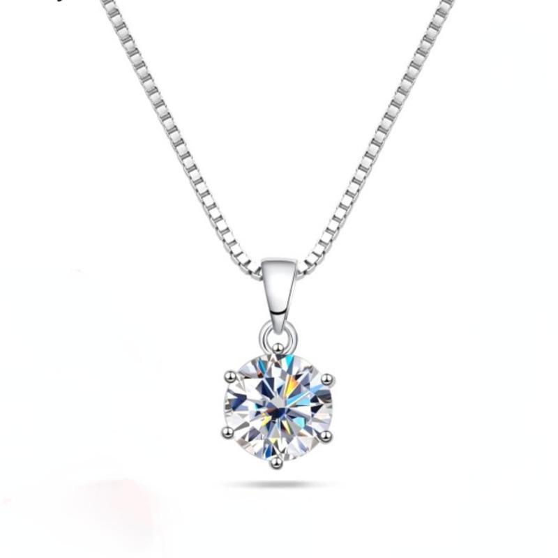 1Carat Genuine Moissanite Pendant Necklace for Women Top-Quality 925 Silver High End Jewelry Ideal for Weddings Parties