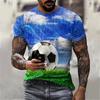 Casual Sporty Men's Short-Sleeve T-Shirt, 3D Soccer Field Print