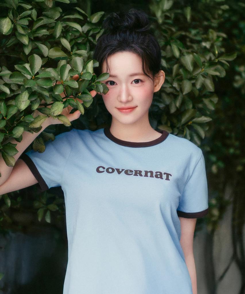 COVERNAT WOMAN Cooper Logo Ringer T-Shirt Dusty Blue