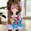 Oversized Women V Neck Short Sleeve Dress Ethnic Pattern Printed Loose Dress For Holiday And Daily Dressing