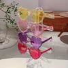 Heart Shaped Frameless Rhinestone Glasses Fashionable Red for Women Masquerade Party Festival Accessories