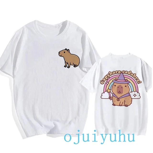 Fashion Capybara T Shirt Men/women EU Szie T-shirt Funny Capibara Harajuku Tees Tops Cartoon Mange Y2k 90s Grunge Tshirt Clothes