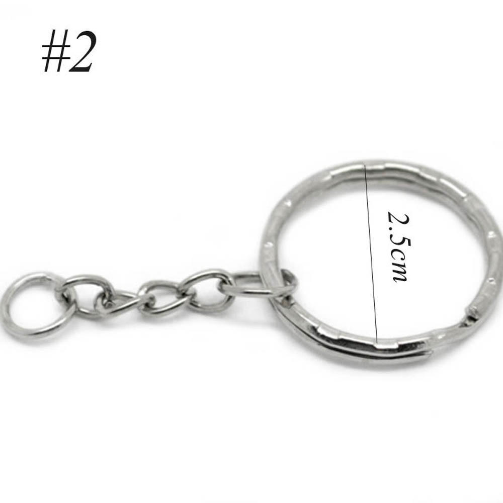 25mm NEW Split Ring Polished Silver Key Fob Keychain Keyring Short Chain