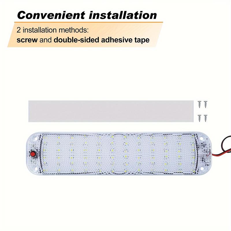 LED Car Interior Light RV Ceiling Light Strip Lamp With Switch 12V-80V 24V Camper Baker Bus Boat Truck Roof Light 48/72 LEDs