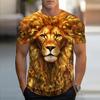 Lion Animal Pattern 3D Print T-krekli Vīriešu ielas apģērbs Hip Hop īsām piedurknēm T krekls Liela izmēra T-krekli Harajuku Y2k Topi Bērnu apģērbi