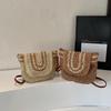 Large Woven Straw Fashion Flap Shoulder Bag Summer Beach Woven Handmade Spacious Crossbody Bag For Casual Outfit