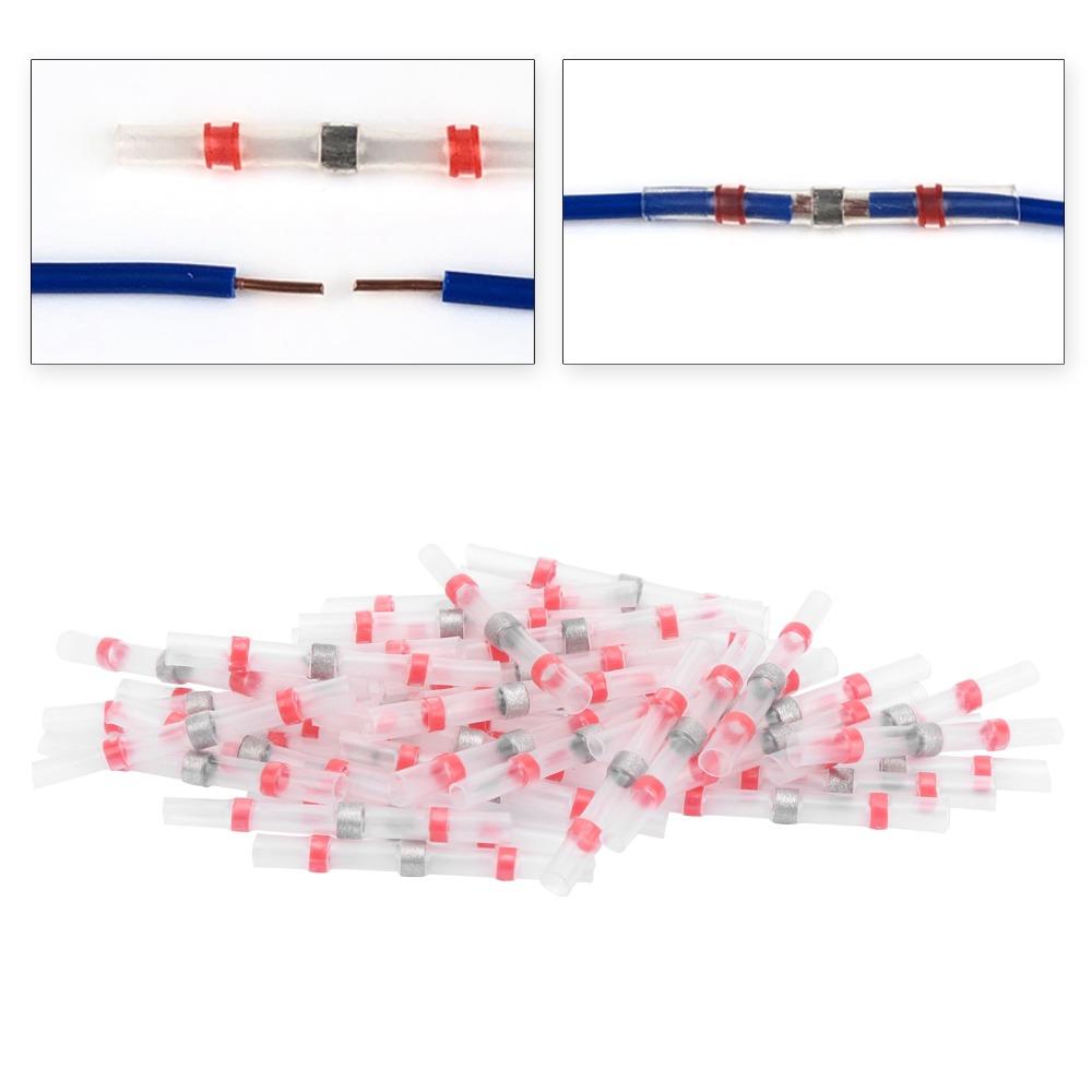 50 Pcs SST Solder Seal Wire Connector Transparent One Step Connection Heat Shrink Butt Connectors HotMelt Waterproof