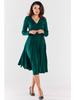 Flared Midi Dress with a Wrap Neckline Made of Viscose, Bottle Green XL