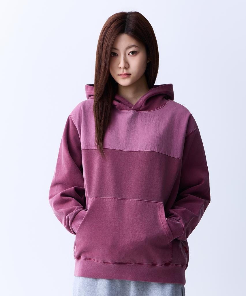 PIGMENT Two-Tone Oversized Hoodie (Burgundy)