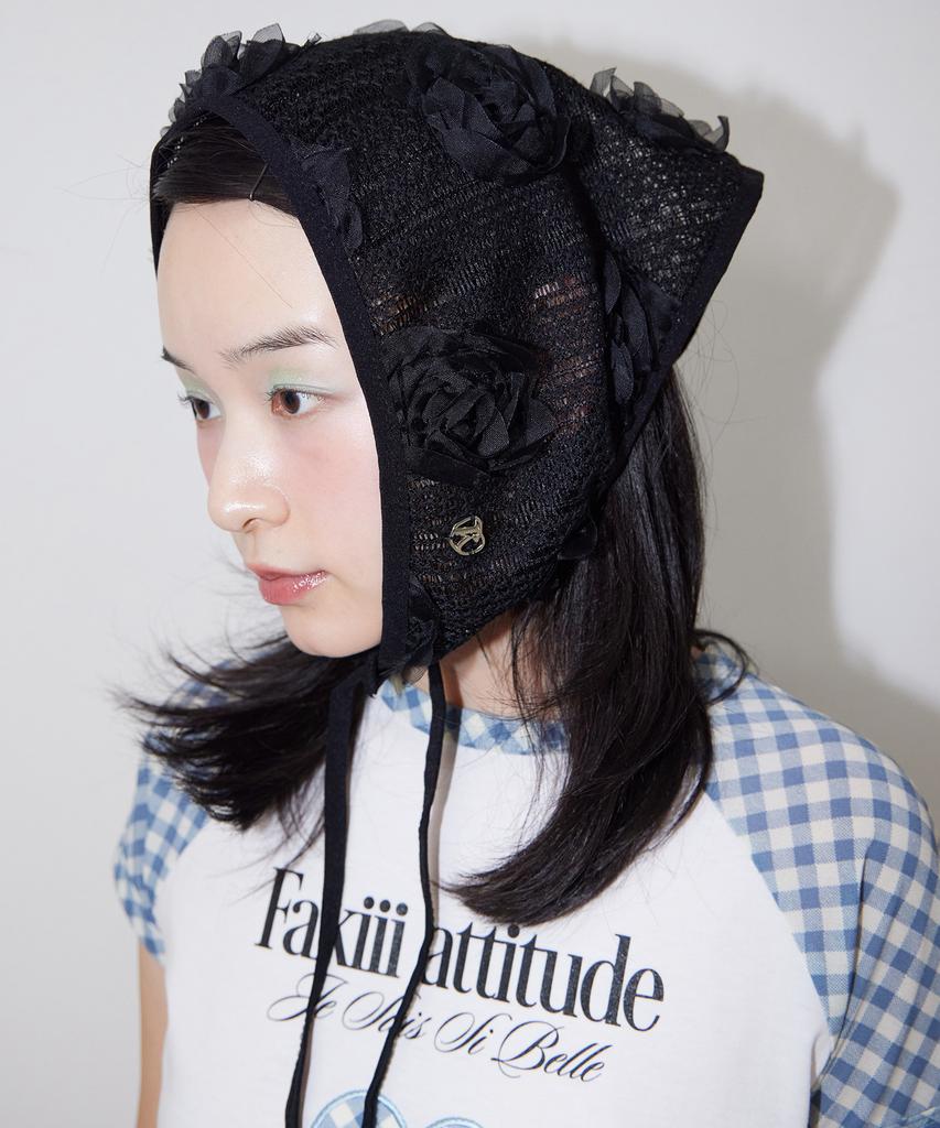 FAKIII Rose Lace Bonnet_Black