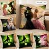 W-Wicked Part One Movie Cushion Cover Silky Short Plush Invisible Zipper Dustproof Sofa Pillow Case For Home Decor
