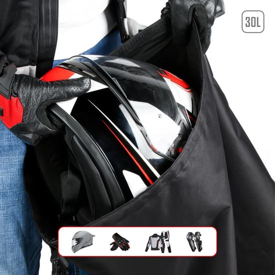 Sac Casque 30L Grande Capacité Anti-poussière Anti-perte Pliable Verrou Casque Moto Sac de Randonnée Cyclisme Extérieur