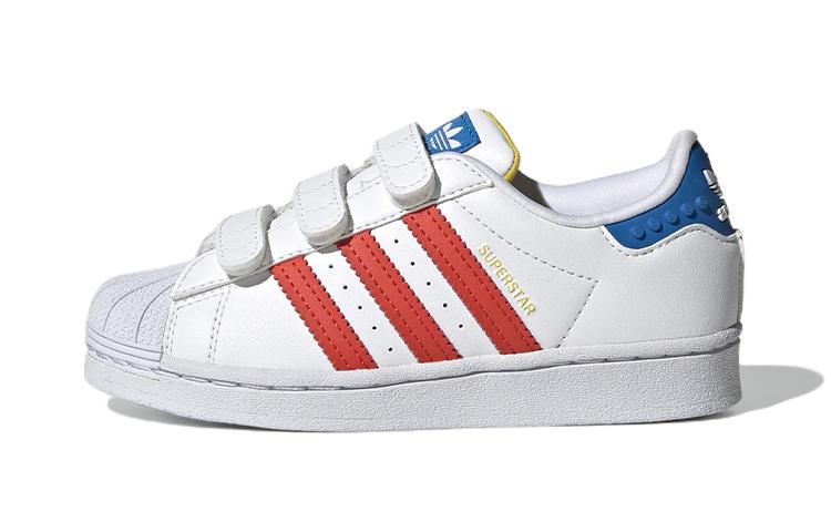 LEGO X Adidas Originals SUPERSTAR Synthetic Leather Abrasion Resistant Low Top Kids' Skateboarding Shoes GV8883