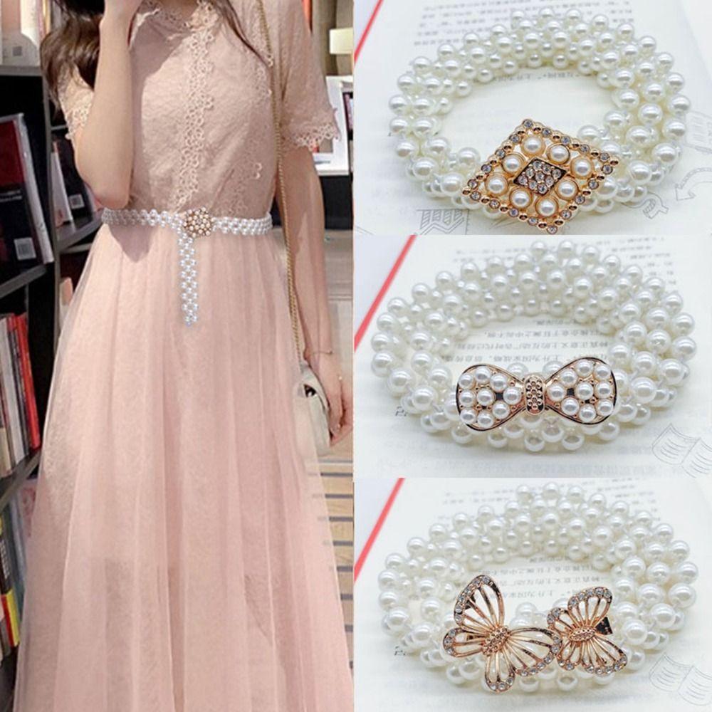 Clothing Supplies Elastic Belt Sweater Decorative Diamond Waist Chain New Pearl Waist Belt Women