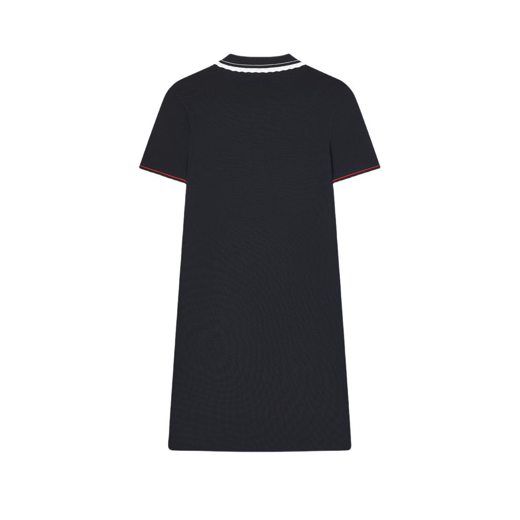 Fila Modern Heritage Fashion Casual Simple Solid Color Polo Short Sleeve Dress Women Dresses Legendary-Blue F11W421311FNV
