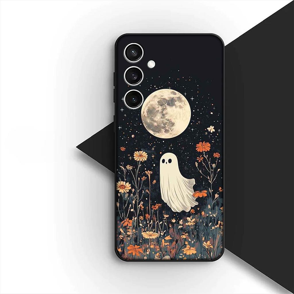 for OPPO A80 A18 A16 A40 A17 A15 A38 A78 A79 A54 A57 A12 A60 4G 5G Phone Cover Case with Little Ghost Halloween Pumpkin Flower