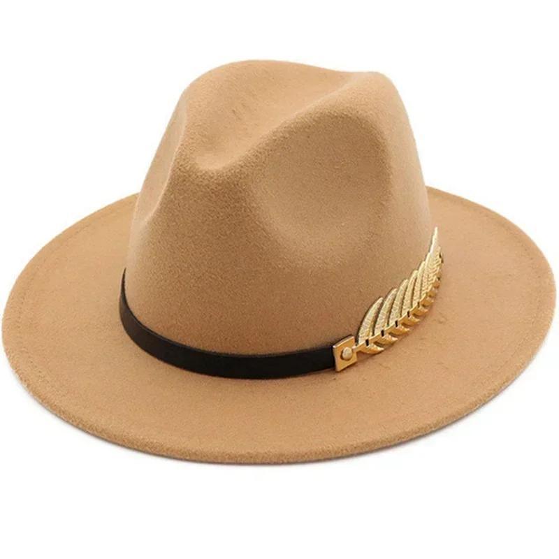 Simple Fashion Formal Occasion Couples Woolen Hats Large Brimmed Jazz Hats Autumn And Winter Fashion British Vintage Top Hats