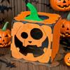 Halloween Pumpkin Box Wooden Jack-O-Lantern Box Ornament Table Centerpiece Pumpkin Lantern Box for Halloween Party Decoration
